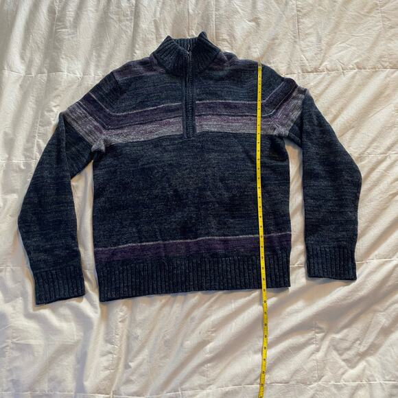 Banana Republic Sweater Medium Gray Purple 1/4 Zip Extra Fine Merino Wool - Picture 2 of 16